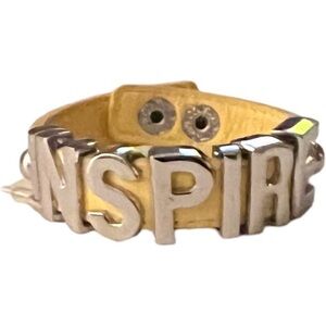 𝅺BCBGENERATION Light yellow bracelet with
"INSPIRE" Silver Tone Letters NWT